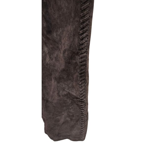 Chico's Suede Brown 100% Leather Women's Pants Size 25 Seam Detailing - Picture 7 of 14